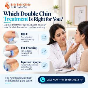 Dermatologist consultation for non-surgical double chin reduction and jawline contouring in Hyderabad